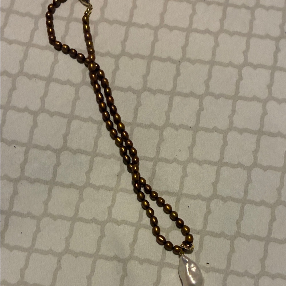 Brown Pearl Drop Necklace - Women Jewelry